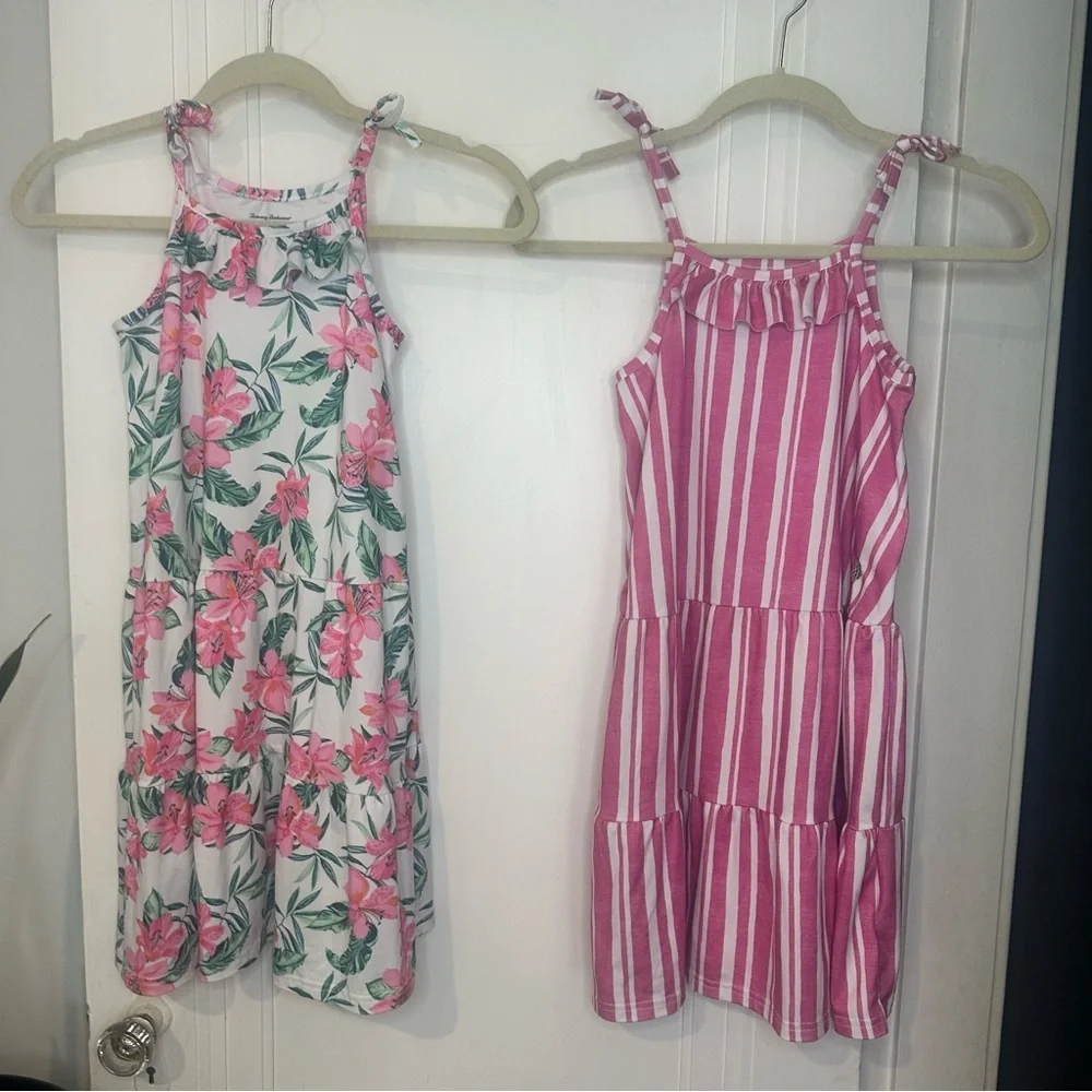 Tommy Bahama Pink Floral and Striped Kids Dresses lot - Picture 1 of 6